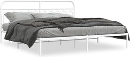 vidaXL - Bedframe - met - hoofdbord - metaal - wit - 200x200 - cm
