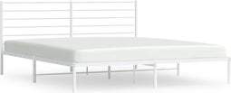 vidaXL - Bedframe - met - hoofdbord - metaal - wit - 200x200 - cm