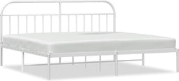 vidaXL - Bedframe - met - hoofdbord - metaal - wit - 200x200 - cm