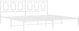 vidaXL - Bedframe - met - hoofdbord - metaal - wit - 200x200 - cm
