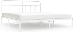 vidaXL - Bedframe - met - hoofdbord - metaal - wit - 200x200 - cm