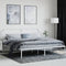 vidaXL - Bedframe - met - hoofdbord - metaal - wit - 200x200 - cm