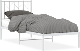 vidaXL - Bedframe - met - hoofdbord - metaal - wit - 75 - x - 190 - cm