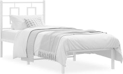 vidaXL - Bedframe - met - hoofdbord - metaal - wit - 80x200 - cm