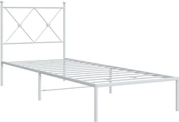 vidaXL - Bedframe - met - hoofdbord - metaal - wit - 80x200 - cm
