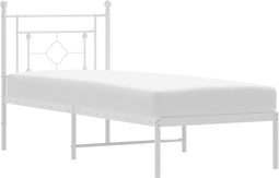 vidaXL - Bedframe - met - hoofdbord - metaal - wit - 80x200 - cm