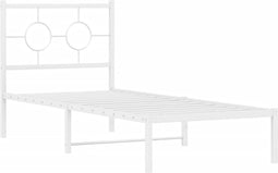 vidaXL - Bedframe - met - hoofdbord - metaal - wit - 80x200 - cm