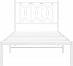 vidaXL - Bedframe - met - hoofdbord - metaal - wit - 80x200 - cm