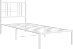 vidaXL - Bedframe - met - hoofdbord - metaal - wit - 80x200 - cm
