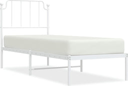 vidaXL - Bedframe - met - hoofdbord - metaal - wit - 80x200 - cm