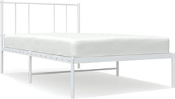 vidaXL - Bedframe - met - hoofdbord - metaal - wit - 80x200 - cm