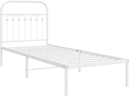 vidaXL - Bedframe - met - hoofdbord - metaal - wit - 80x200 - cm