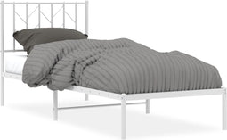 vidaXL - Bedframe - met - hoofdbord - metaal - wit - 80x200 - cm