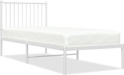 vidaXL - Bedframe - met - hoofdbord - metaal - wit - 80x200 - cm