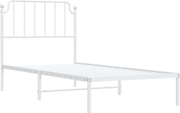 vidaXL - Bedframe - met - hoofdbord - metaal - wit - 90x190 - cm