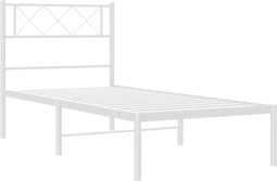vidaXL - Bedframe - met - hoofdbord - metaal - wit - 90x190 - cm