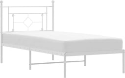 vidaXL - Bedframe - met - hoofdbord - metaal - wit - 90x190 - cm