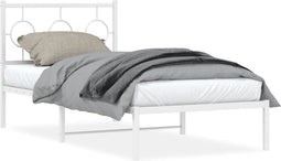 vidaXL - Bedframe - met - hoofdbord - metaal - wit - 90x190 - cm