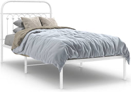 vidaXL - Bedframe - met - hoofdbord - metaal - wit - 90x190 - cm