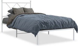 vidaXL - Bedframe - met - hoofdbord - metaal - wit - 90x190 - cm
