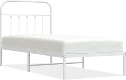 vidaXL - Bedframe - met - hoofdbord - metaal - wit - 90x190 - cm