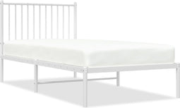 vidaXL - Bedframe - met - hoofdbord - metaal - wit - 90x190 - cm