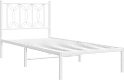 vidaXL - Bedframe - met - hoofdbord - metaal - wit - 90x190 - cm