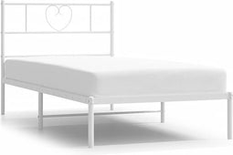 vidaXL - Bedframe - met - hoofdbord - metaal - wit - 90x190 - cm