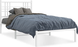 vidaXL - Bedframe - met - hoofdbord - metaal - wit - 90x190 - cm