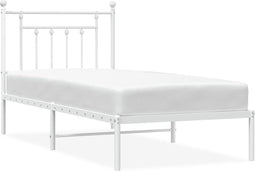 vidaXL - Bedframe - met - hoofdbord - metaal - wit - 90x190 - cm