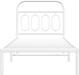 vidaXL - Bedframe - met - hoofdbord - metaal - wit - 90x190 - cm