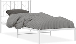 vidaXL - Bedframe - met - hoofdbord - metaal - wit - 90x190 - cm