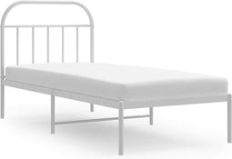 vidaXL - Bedframe - met - hoofdbord - metaal - wit - 90x200 - cm