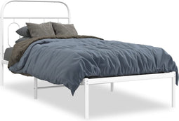 vidaXL - Bedframe - met - hoofdbord - metaal - wit - 90x200 - cm