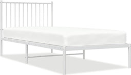 vidaXL - Bedframe - met - hoofdbord - metaal - wit - 90x200 - cm