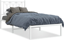 vidaXL - Bedframe - met - hoofdbord - metaal - wit - 90x200 - cm