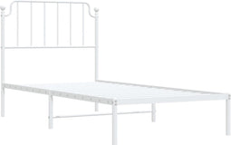vidaXL - Bedframe - met - hoofdbord - metaal - wit - 90x200 - cm