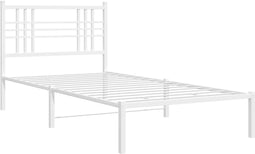 vidaXL - Bedframe - met - hoofdbord - metaal - wit - 90x200 - cm