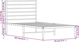 vidaXL - Bedframe - met - hoofdbord - metaal - wit - 90x200 - cm