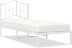 vidaXL - Bedframe - met - hoofdbord - metaal - wit - 90x200 - cm