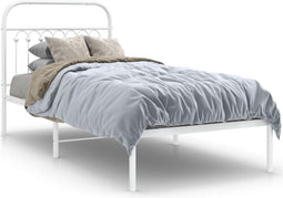 vidaXL - Bedframe - met - hoofdbord - metaal - wit - 90x200 - cm