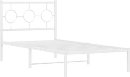 vidaXL - Bedframe - met - hoofdbord - metaal - wit - 90x200 - cm