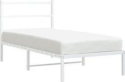 vidaXL - Bedframe - met - hoofdbord - metaal - wit - 90x200 - cm