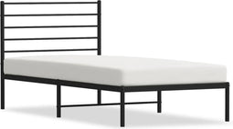 vidaXL - Bedframe - met - hoofdbord - metaal - zwart - 100x190 - cm
