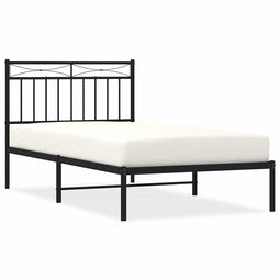 vidaXL - Bedframe - met - hoofdbord - metaal - zwart - 100x190 - cm