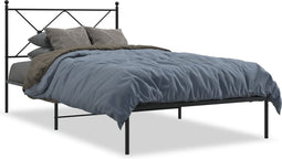 vidaXL - Bedframe - met - hoofdbord - metaal - zwart - 100x190 - cm