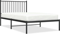 vidaXL - Bedframe - met - hoofdbord - metaal - zwart - 100x190 - cm