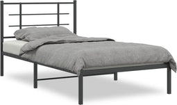 vidaXL - Bedframe - met - hoofdbord - metaal - zwart - 100x190 - cm