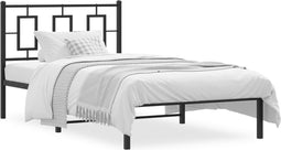 vidaXL - Bedframe - met - hoofdbord - metaal - zwart - 100x190 - cm