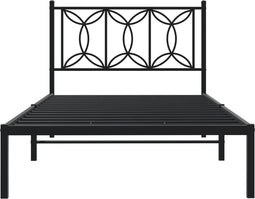 vidaXL - Bedframe - met - hoofdbord - metaal - zwart - 100x190 - cm